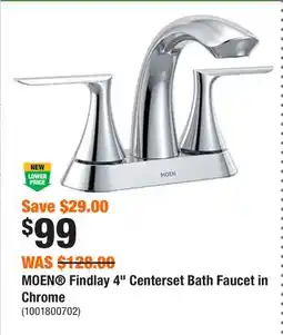 Home Depot MOEN Findlay 4 Centerset Bath Faucet in Chrome offer