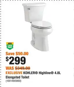 Home Depot EXCLUSIVE KOHLER Highline 4.8L Elongated Toilet offer