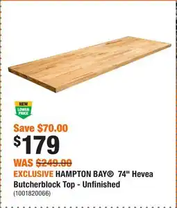 Home Depot EXCLUSIVE HAMPTON BAY 74 Hevea Butcherblock Top - Unfinished offer