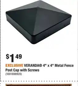 Home Depot EXCLUSIVE VERANDA 4 x 4 Metal Fence Post Cap with Screws offer