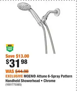 Home Depot EXCLUSIVE MOEN Attune 6-Spray Pattern Handheld Showerhead • Chrome offer
