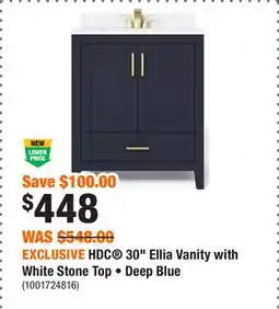 Home Depot EXCLUSIVE HDC 30 Ellia Vanity with White Stone Top • Deep Blue offer