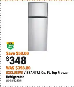 Home Depot EXCLUSIVE VISSANI 7.1 Cu. Ft. Top Freezer Refrigerator offer