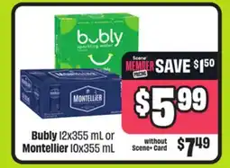 FreshCo Bubly 12x355 mL or Montellier 10x355 mL offer