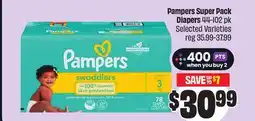 FreshCo Pampers Super Pack Diapers 44-102 pk Selected Varieties reg 35.99-37.99 offer