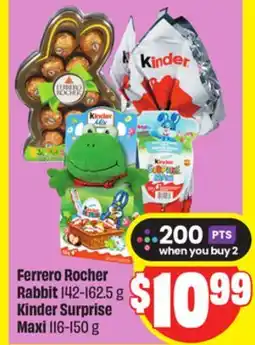FreshCo Ferrero Rocher Rabbit 142-162.5 g, Kinder Surprise Maxi 116-150 g offer