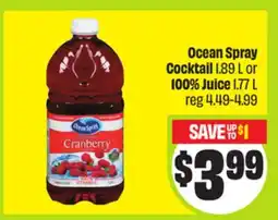 FreshCo Ocean Spray Cocktail 1.89 L or 100% Juice 1.77 L offer