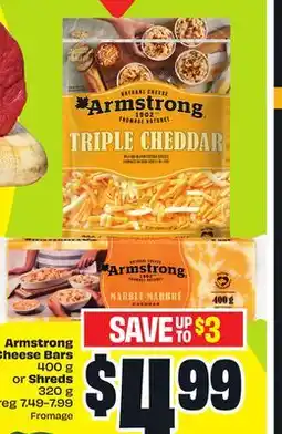 FreshCo Armstrong Cheese Bars 400 g or Shreds 320 g offer
