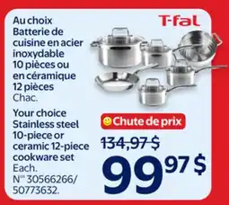Walmart Your choice Stainless steel 10-piece or ceramic 12-piece cookware set offer
