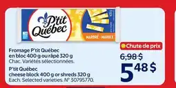Walmart P'tit Quebec cheese block 400 g or shreds 320 g offer