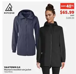 Sports Experts RIPZONE YALETOWN 2.0 Women's hooded rain jacket offer