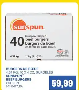 Wholesale Club BURGERS DE BŒUF, 4,54 KG, 40 X 4 OZ offer