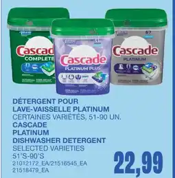 Wholesale Club DÉTERGENT POUR LAVE-VAISSELLE PLATINUM, 51-90 UN offer