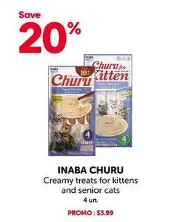 Mondou INABA CHURU Creamy treats for kittens and senior cats offer
