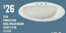Canac Zita Porcelain Oval Wash Basin 20in X 17in offer