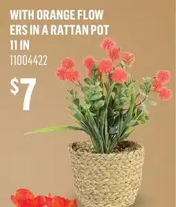 Canac Artificial Plant with Orange Flowers in a Rattan Pot offer
