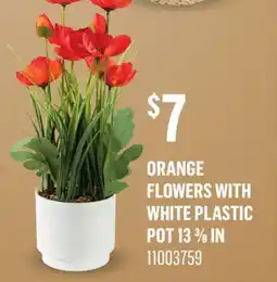 Canac Artificial Orange Flowers Plant with White Plastic Pot 13 3/8 in offer