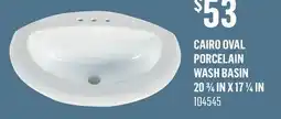 Canac Cairo Oval Porcelain Wash Basin 203/4in X 171/4in offer