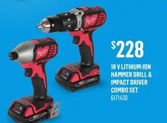 Canac 18 V Lithium-Ion Hammer Drill & Impact Driver Combo Set offer