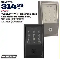RONA Century Wi-Fi electronic lock Satin nickel and matte black offer