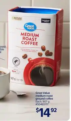 Walmart Great Value medium roast ground coffee offer