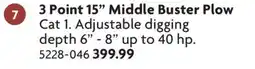 Home Hardware 3 Point 15 Middle Buster Plow offer