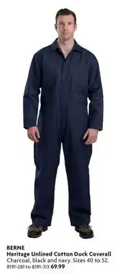 Home Hardware Heritage Unlined Cotton Duck Coverall offer