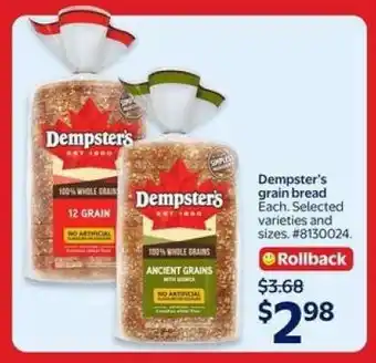 Walmart Dempster's Grain Bread offer