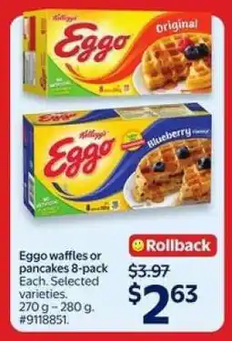 Walmart Eggo waffles or pancakes 8-pack offer