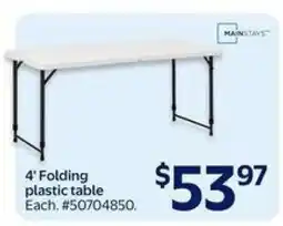 Walmart 4' Folding plastic table offer