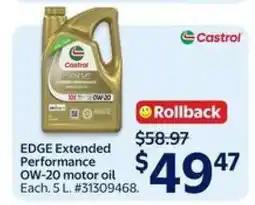 Walmart Castrol EDGE Extended Performance 0W-20 Motor Oil offer
