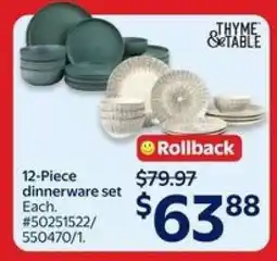 Walmart 12-Piece Dinnerware Set offer
