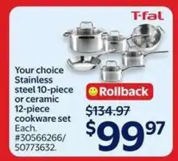 Walmart T-fal Cookware Set offer