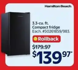 Walmart Hamilton Beach Compact Fridge offer
