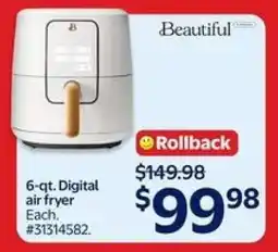Walmart Beautiful 6-qt. Digital Air Fryer offer