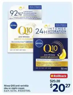 Walmart Nivea Q10 Anti-Wrinkle Day or Night Cream offer