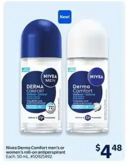 Walmart Nivea Derma Comfort men's or women's roll-on antiperspirant offer