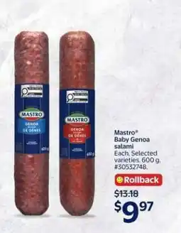 Walmart Mastro Baby Genoa Salami offer