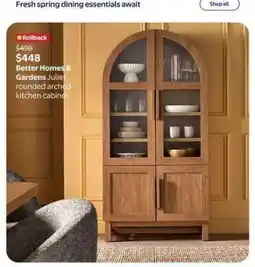 Walmart Better Homes & Gardens Juliet rounded arched kitchen cabinet offer