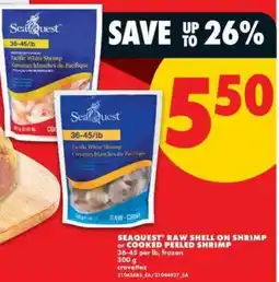 No Frills Seaquest Raw Shell On Shrimp or Cooked, Peeled Shrimp offer