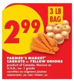 No Frills FARMER'S MARKET CARROTS or YELLOW ONIONS offer