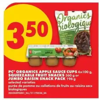 No Frills PC Organics Apple Sauce Cups offer