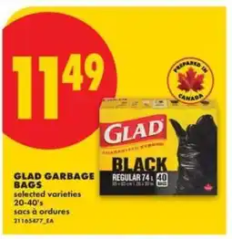 No Frills GLAD GARBAGE BAGS offer