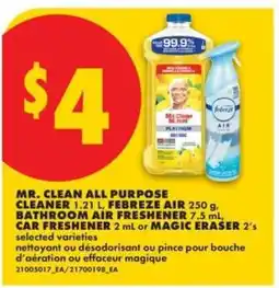 No Frills Mr. Clean All Purpose Cleaner / Febreze Air / Bathroom Air Freshener / Car Freshener / Magic Eraser offer