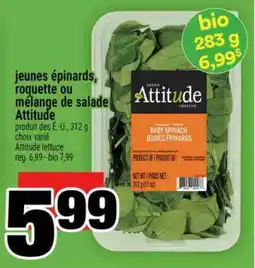 Super C jeunes épinards, roquette ou mélange de salade Attitude offer