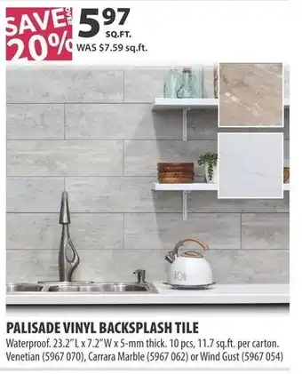 Co-op Palisade vinyl backsplash tile offer