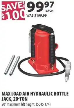Co-op Max load air hydraulic bottle jack, 20-ton offer