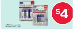 Rexall SAVVY Batteries AA4's or AAA4's offer
