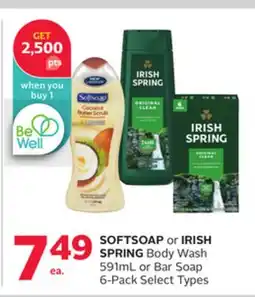 Rexall SOFTSOAP or IRISH SPRING Body Wash 591mL or Bar Soap 6-Pack offer