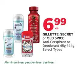Rexall GILLETTE, SECRET or OLD SPICE Anti-Perspirant or Deodorant offer